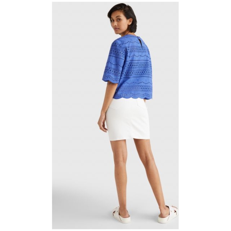TOMMY HILFIGER BRODERIE C-NK BLOUSE
